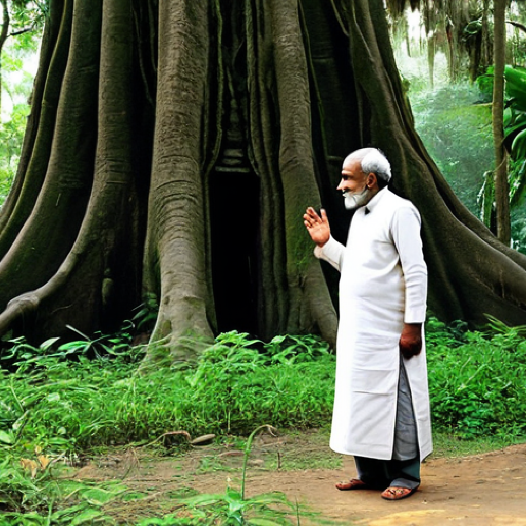 **
"A wise, fully clothed elder, perhaps a village leader, standing respectfully before a large, ancient tree in a lush Bengali forest, appropriate attire, safe for work. The scene evokes a sense of reverence for nature, with soft, natural lighting. Perfect anatomy, correct proportions, well-formed hands, proper finger count, natural body proportions. Professional, modest, family-friendly, high quality."
**