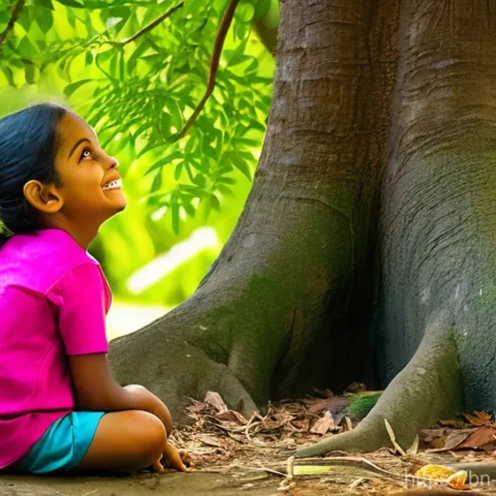 애니미즘의 현대적 교육적 접근 - Childhood Companions: The Whispering Tamarind Tree**
A vibrant, whimsical scene depicting a young c...