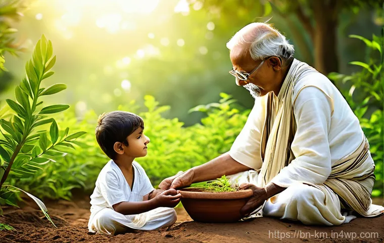 애니미즘의 현대적 교육적 접근 - Curiosity Unfolds: Nature's Intimate Classroom**

A thoughtful and curious child (around 9-10 years ...