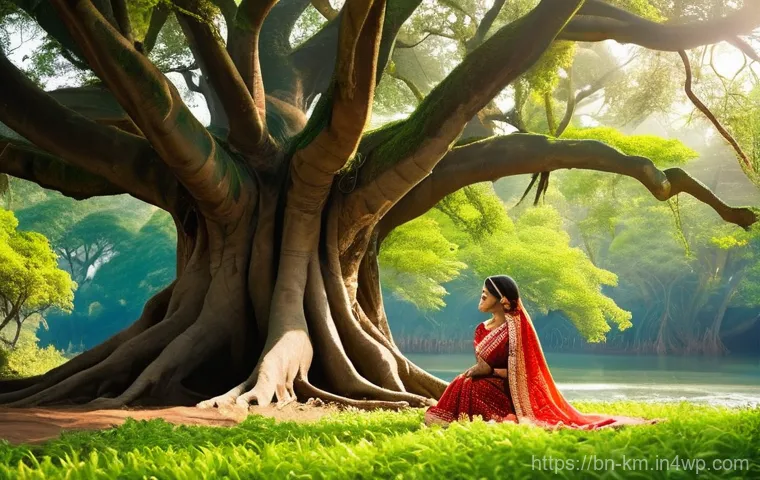 애니미즘의 문학적 표현 - **Prompt:** A young Bengali princess, gracefully dressed in a modest, traditional yellow saree with ...